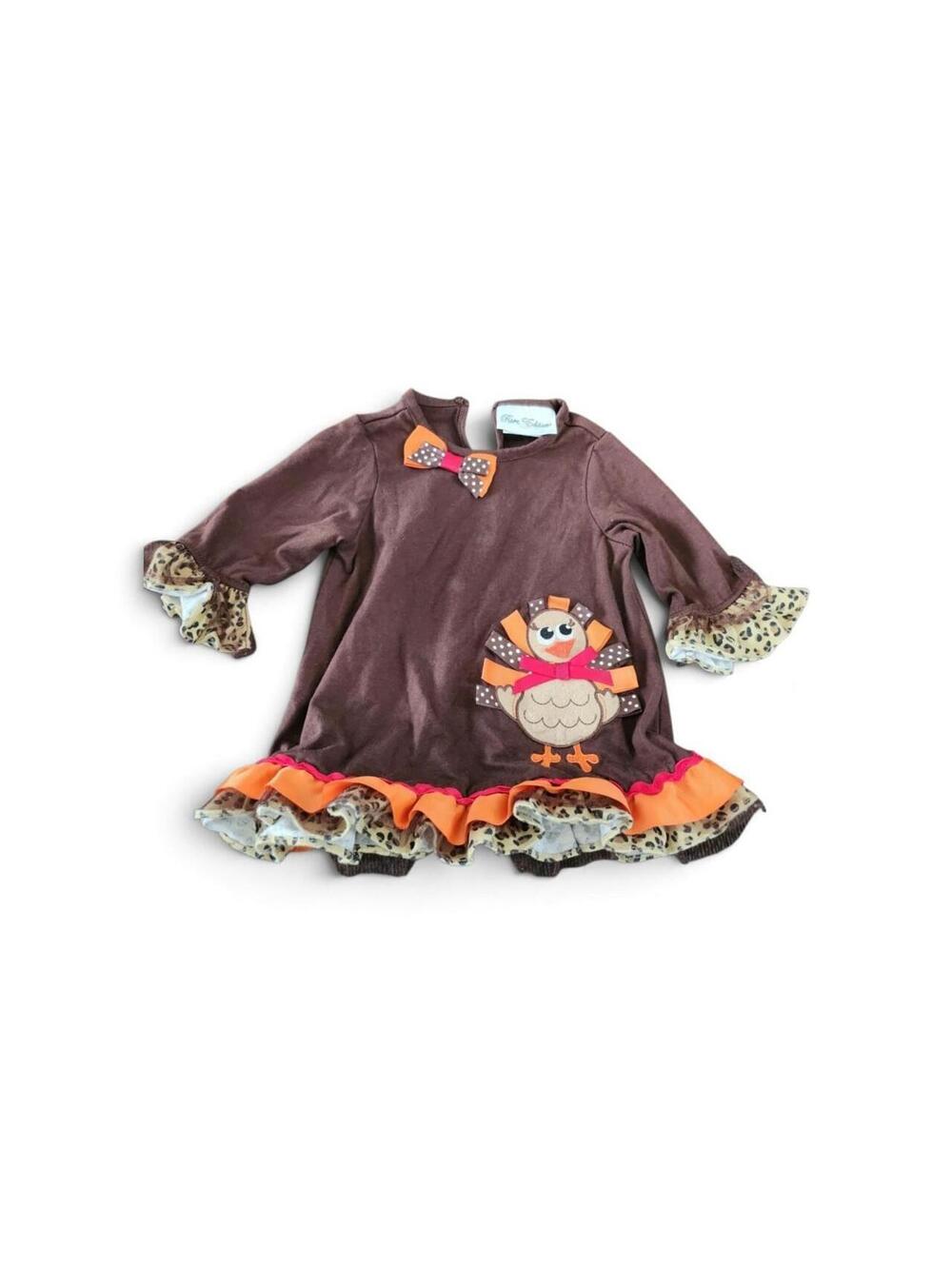 Rare Editions Kid's Brown and Multi Dress
